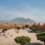 view into courtyard of Amber Fort in Jaipur – India