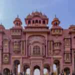 Patrika Gate, The ninth gate of Jaipur located at Jawahar Circle, Patrika Gate in the Jawahar Circle Gardens in the "Pink City" , Jaipur, Rajasthan, India.